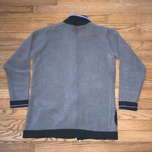 Storybrook Knits Iris Floral Cardigan Sweater Size Small Gray, Black, & Purple - Picture 7 of 8